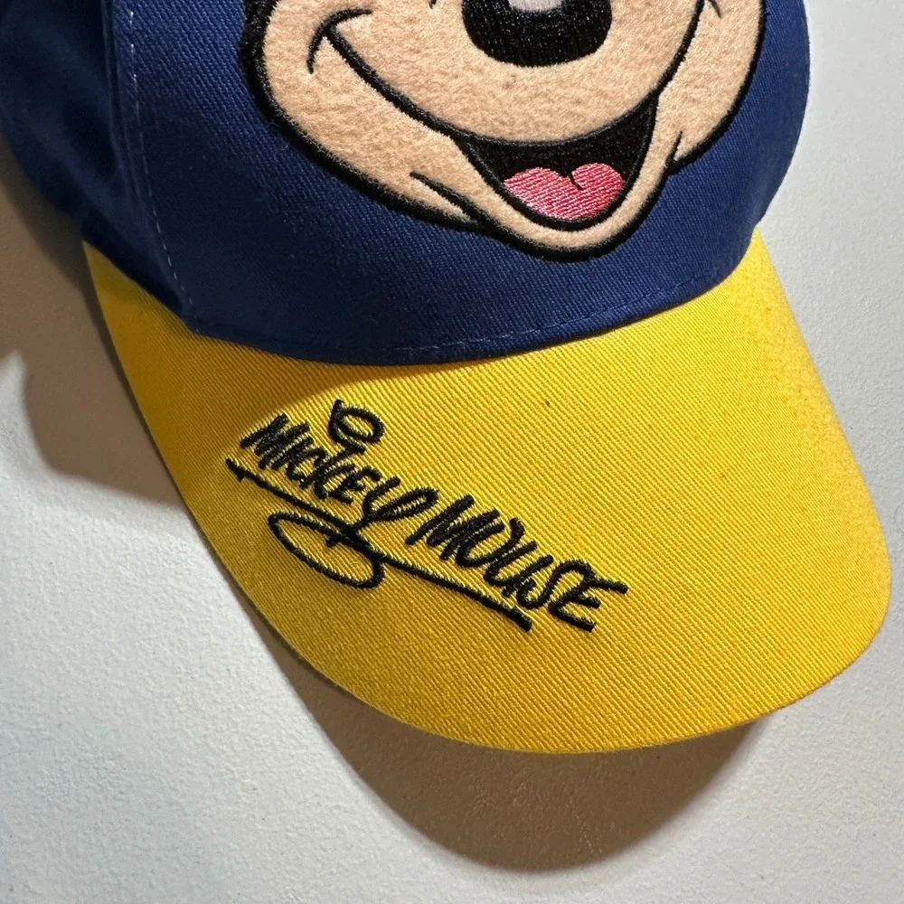 Disney Parks Mickey Mouse Youth Hat Blue Yellow Snapback 3D Ears Disneyland Cap